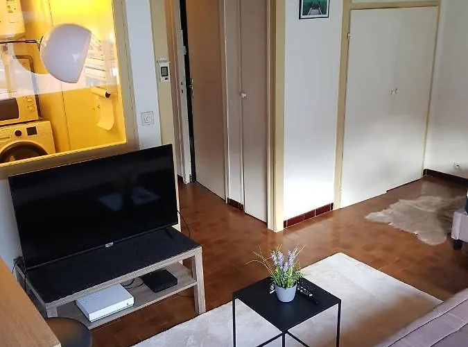Grand Studio Dans Une Residence Prive Avec Une Cuisine Et Salle De Bain Separe Un Parking Gratuit Et Une Magnifique Vue Sur Les Montagness
